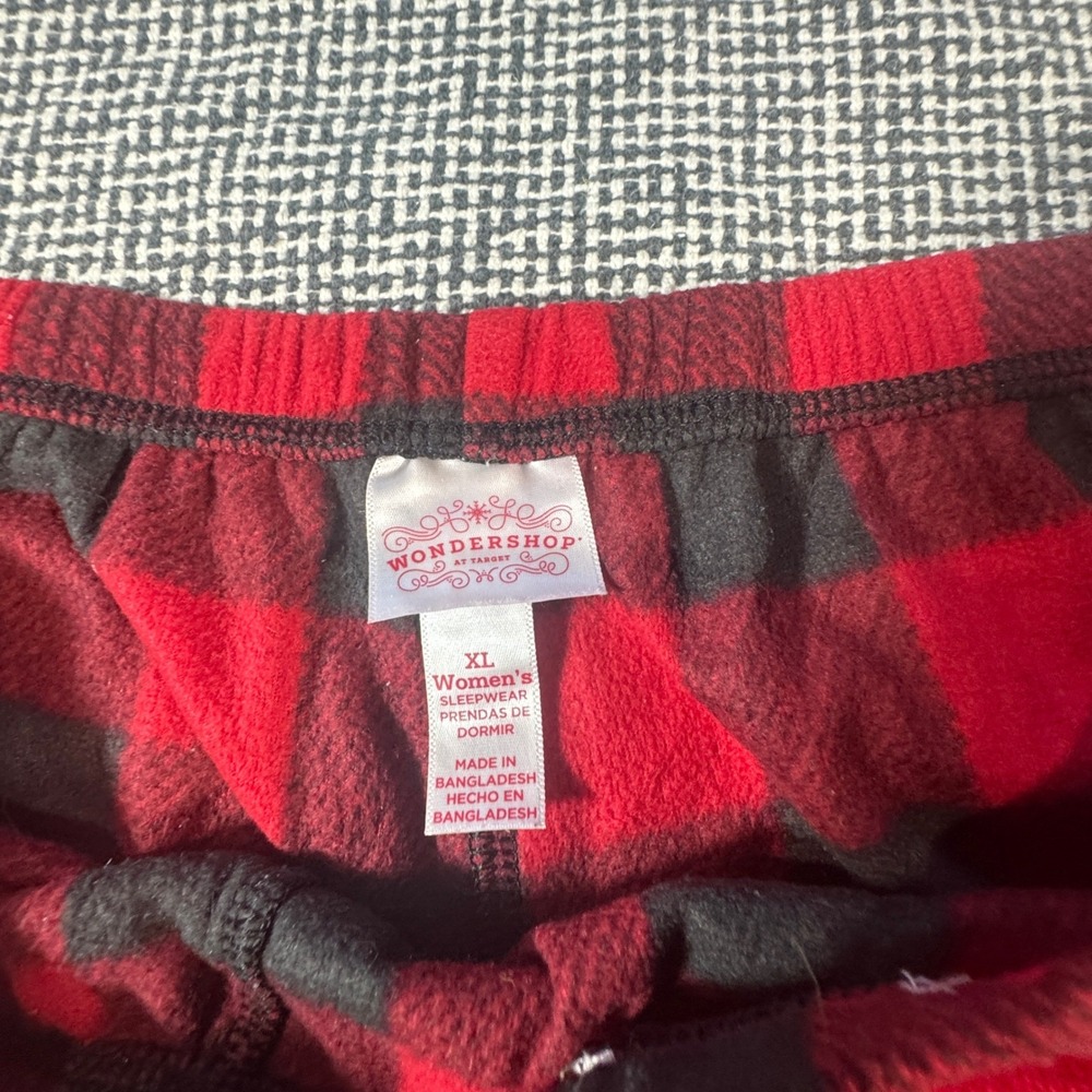 Wondershop Target Womens XL Red Black Buffalo Plaid Fleece Pajama Pants Holiday - Picture 5 of 5